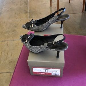 Cole Haan Sling Back And White Tweed Pumps